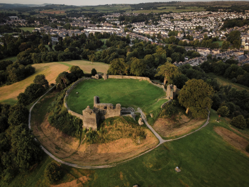 Kendal Castle overlooking the town of Kendal in Cumbria