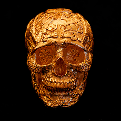 Gilded decorative skull trophy for The Faces of the Past competition