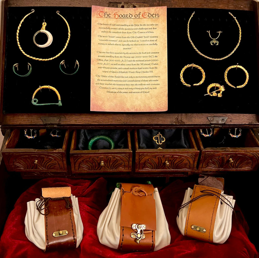 The Hoard of Eden treasure chest and artefacts